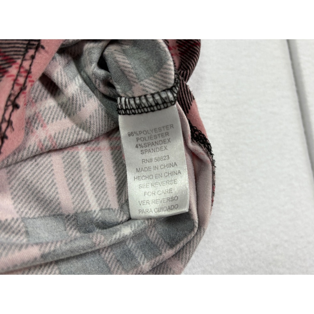 Claudia Richard Petites Pink Black Plaid Henley 3/4 Roll Tab Sleeve Blouse PM - Picture 4 of 6